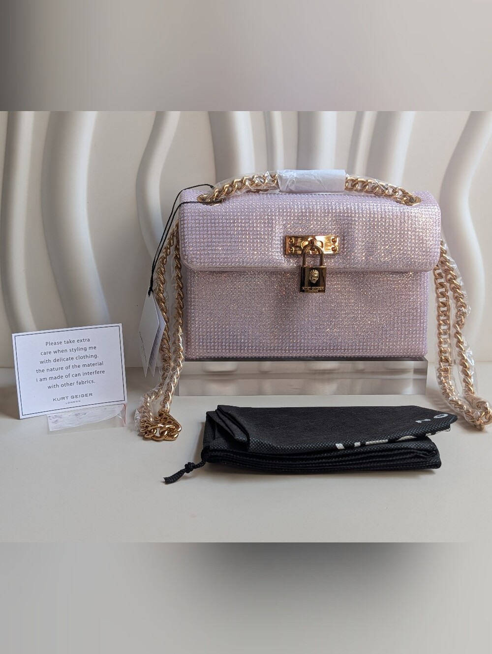 NWT Kurt Geiger Mini Brixton Blush Pink Crystal Crossbody Bag